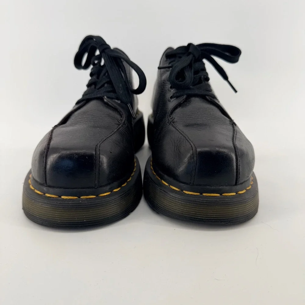 Dr. Martens Platform Square Toe Oxford Black Leather Shoes Unisex Men 8‎ Women 9